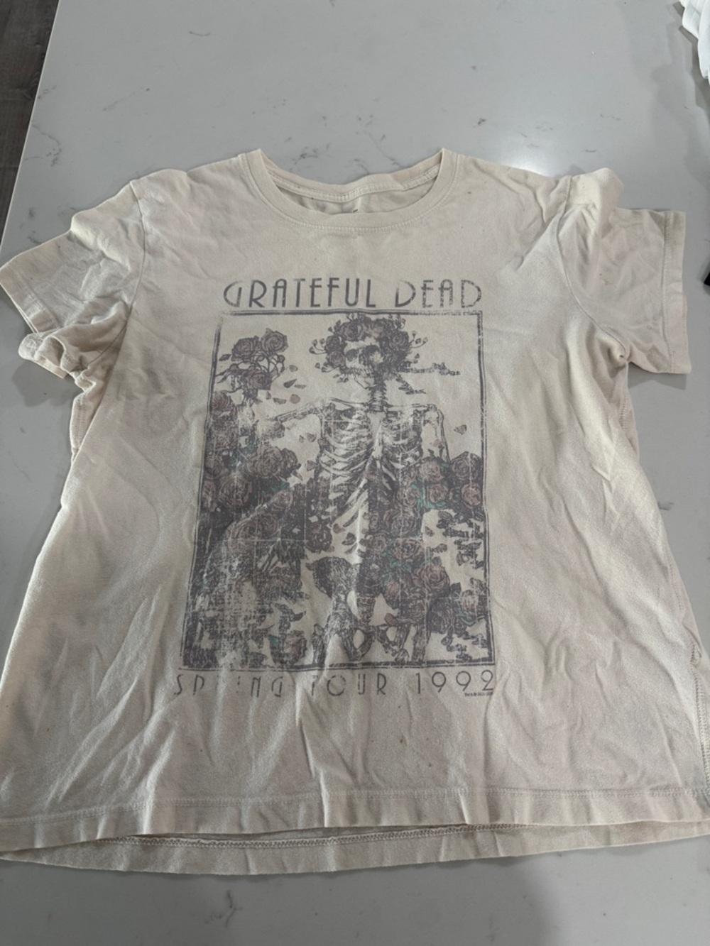 Abercrombie & Fitch Cream Grateful Dead Skeleton Graphic Tee